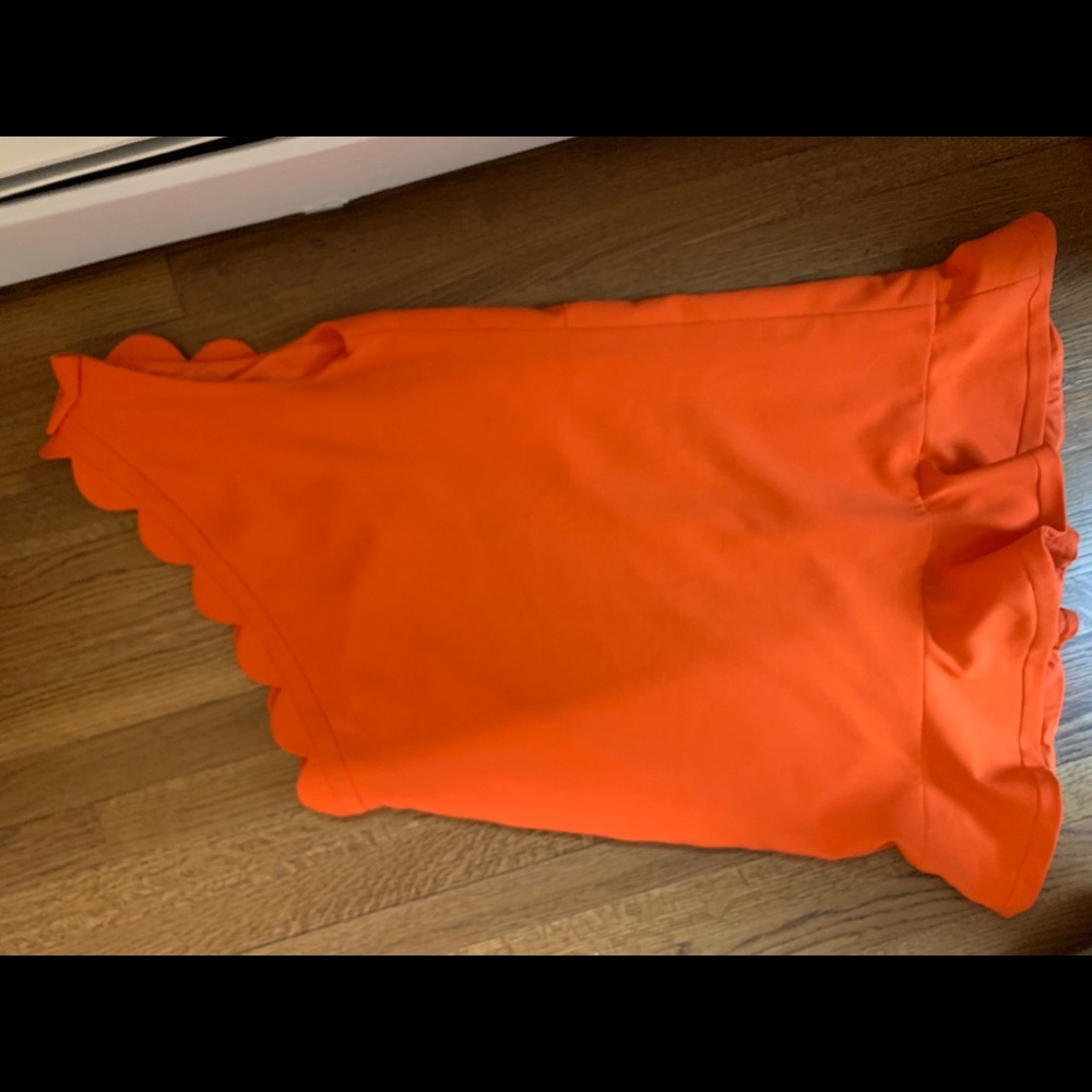 Orange scallop one shoulder dress